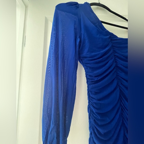 Royal Blue Sinched One-Shoulder Dress - Picture 3 of 3